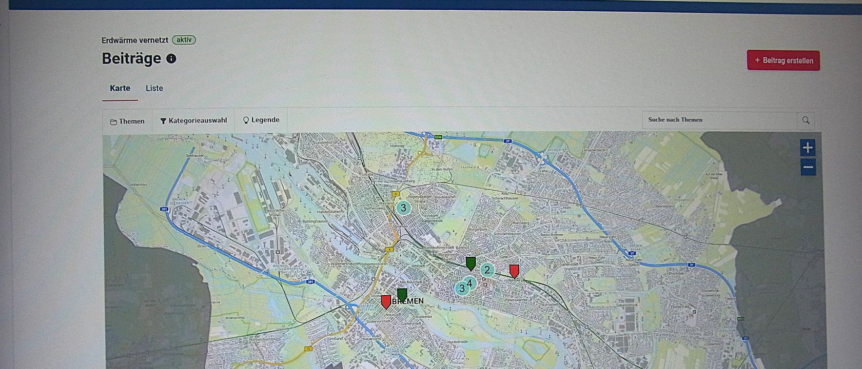 Screenshot des Digitalen Online-Beteiligungstools