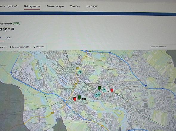 Screenshot des Digitalen Online-Beteiligungstools