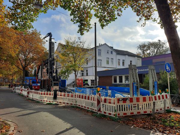 Baustelleneinrichtung. Probebohrung Pilotprojekt. Foto: Andreas Kisters
